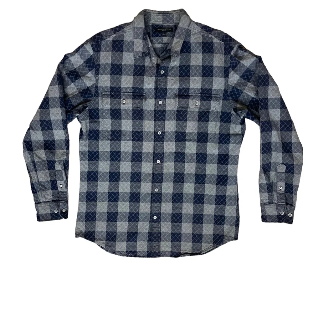 Banana Republic Plaid Check Button Down Shirt with Quilted Detail